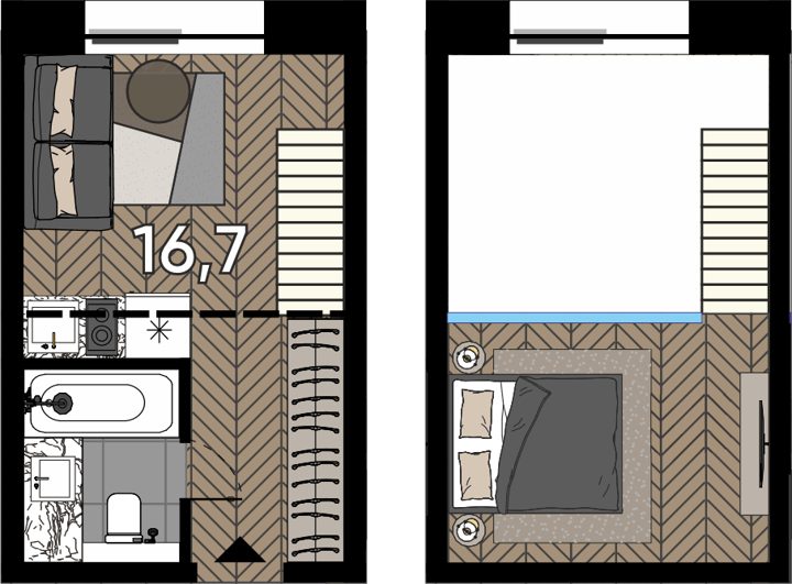 Апартаменты-студия, 23,4 м²