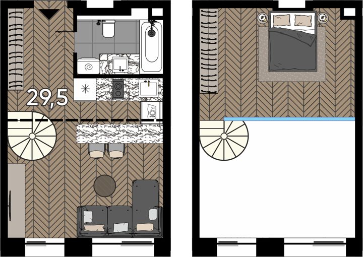 Апартаменты-студия, 41,3 м²