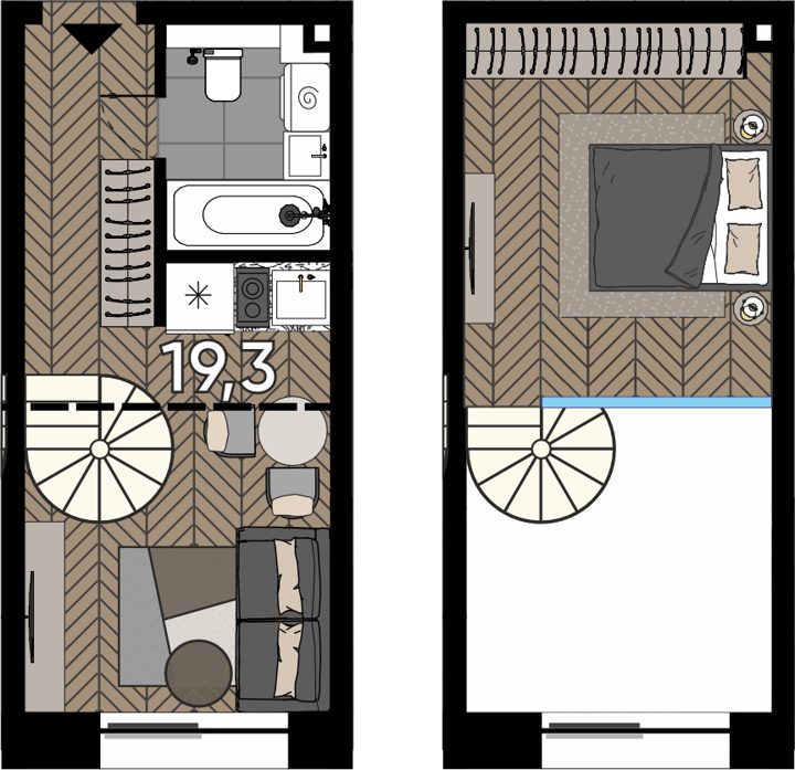 Апартаменты-студия, 27 м² — фото 1