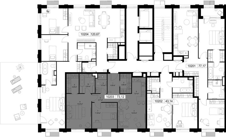 2-комнатная квартира, 73,1 м² — фото 2