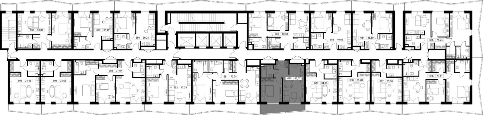 1-комнатная квартира, 45,9 м² — фото 2