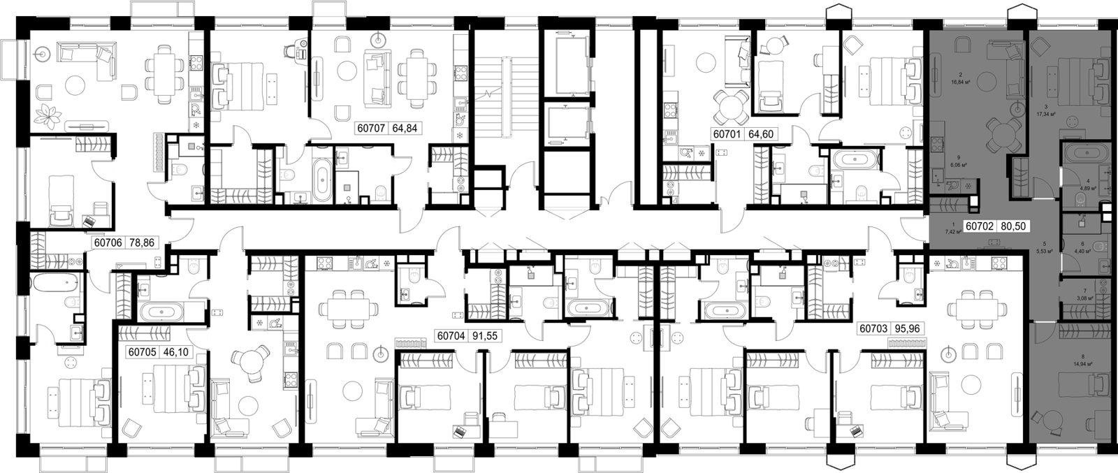 2-комнатная квартира, 80,5 м² — фото 2