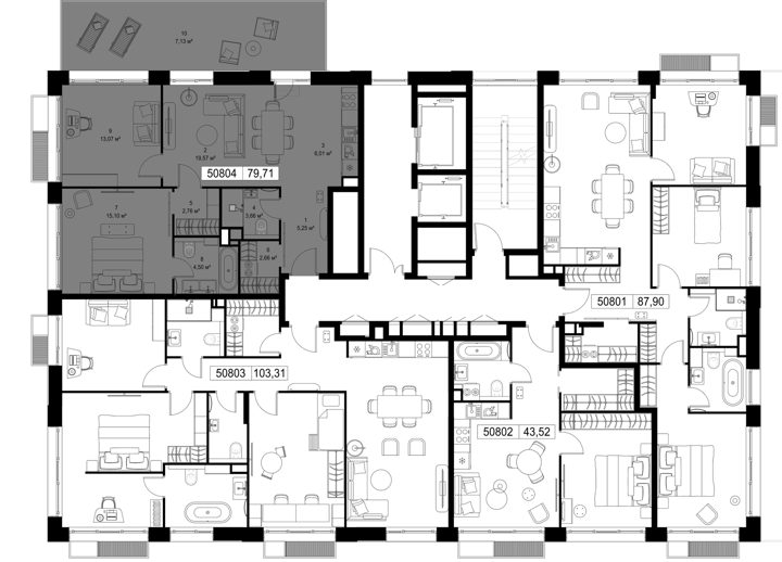 2-комнатная квартира, 79,7 м² — фото 2