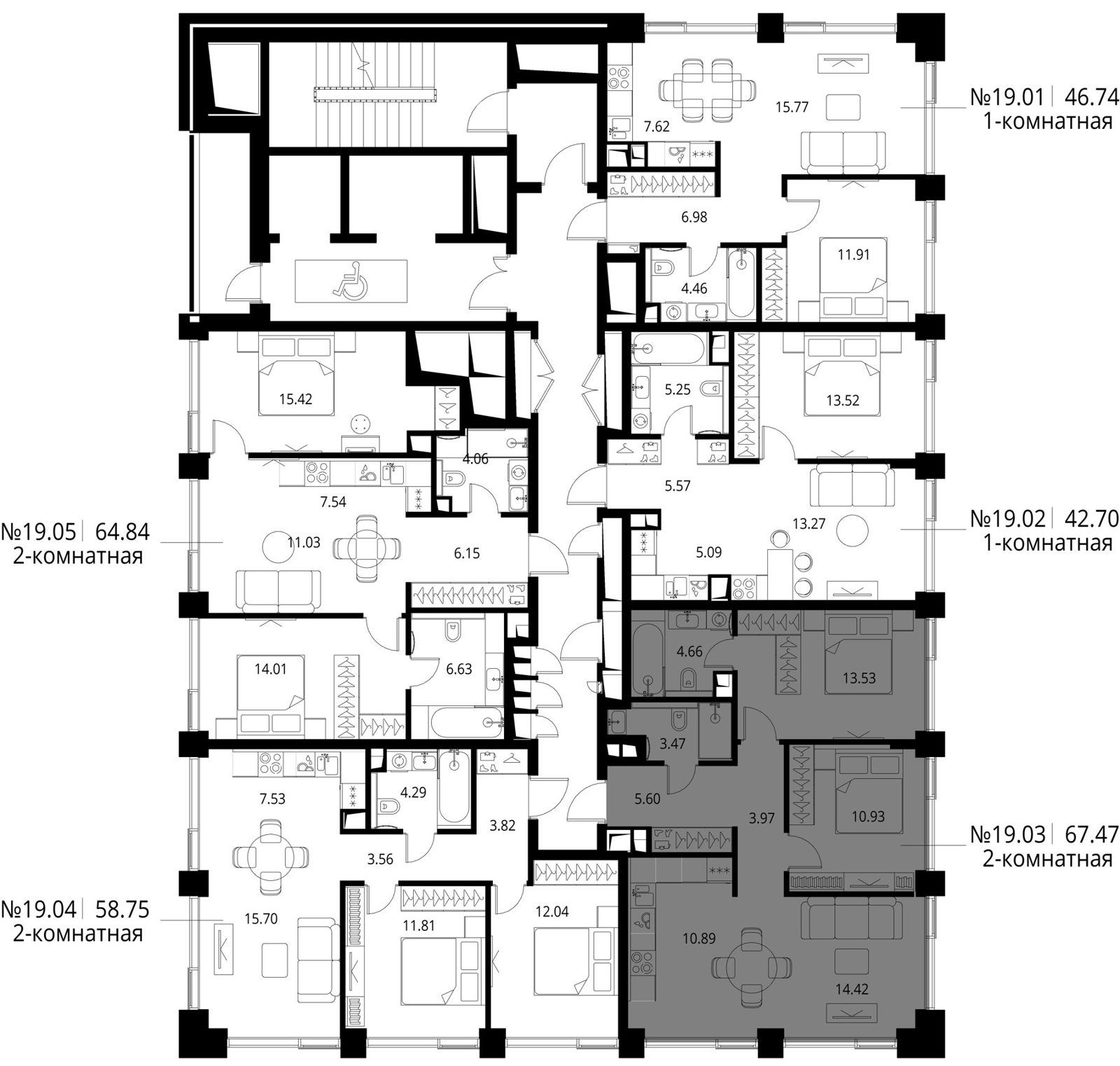 2-комнатная квартира, 67,5 м² — фото 2
