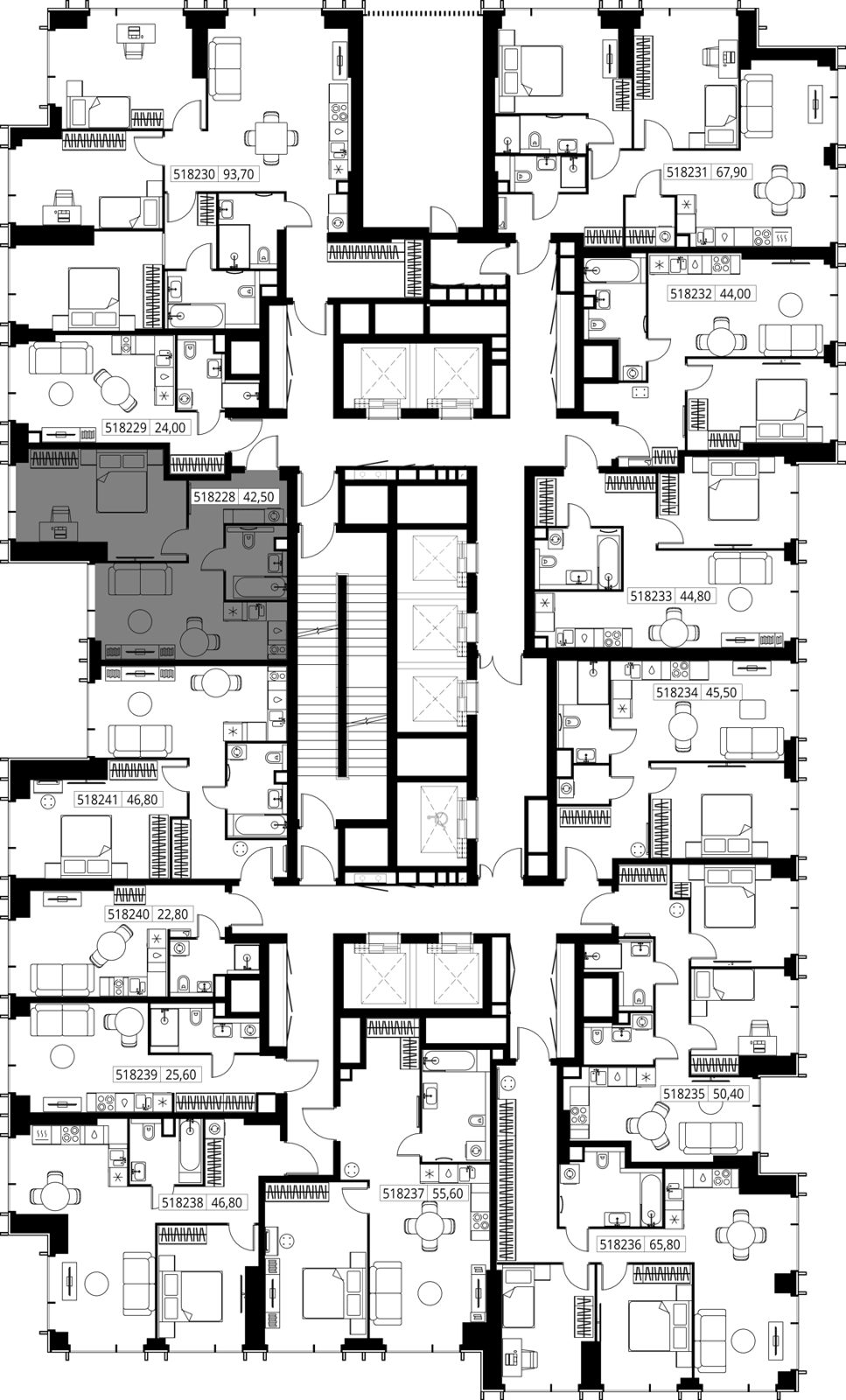 1-комнатная квартира, 42,5 м² — фото 2