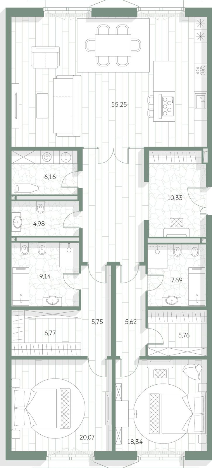 2-комнатная квартира, 170,9 м²