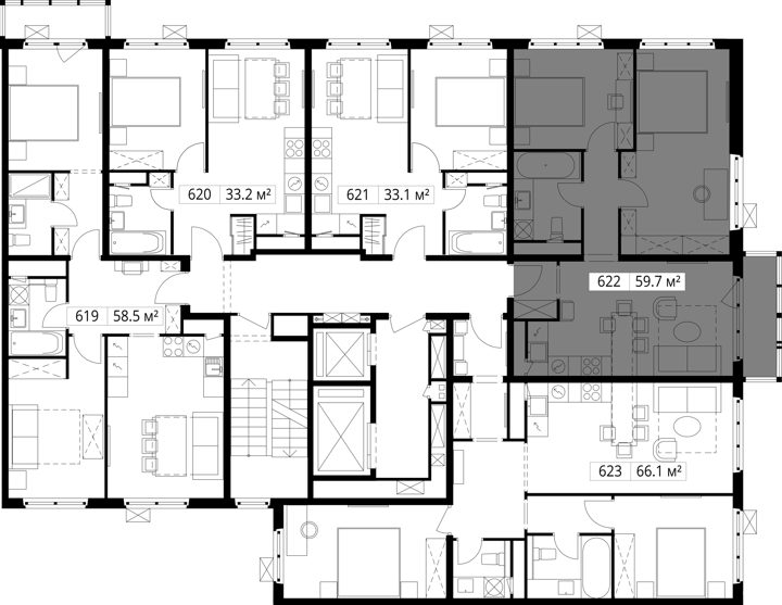 2-комнатная квартира, 59,7 м² — фото 3