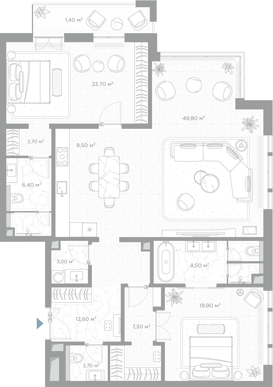2-комнатная квартира, 147,5 м²