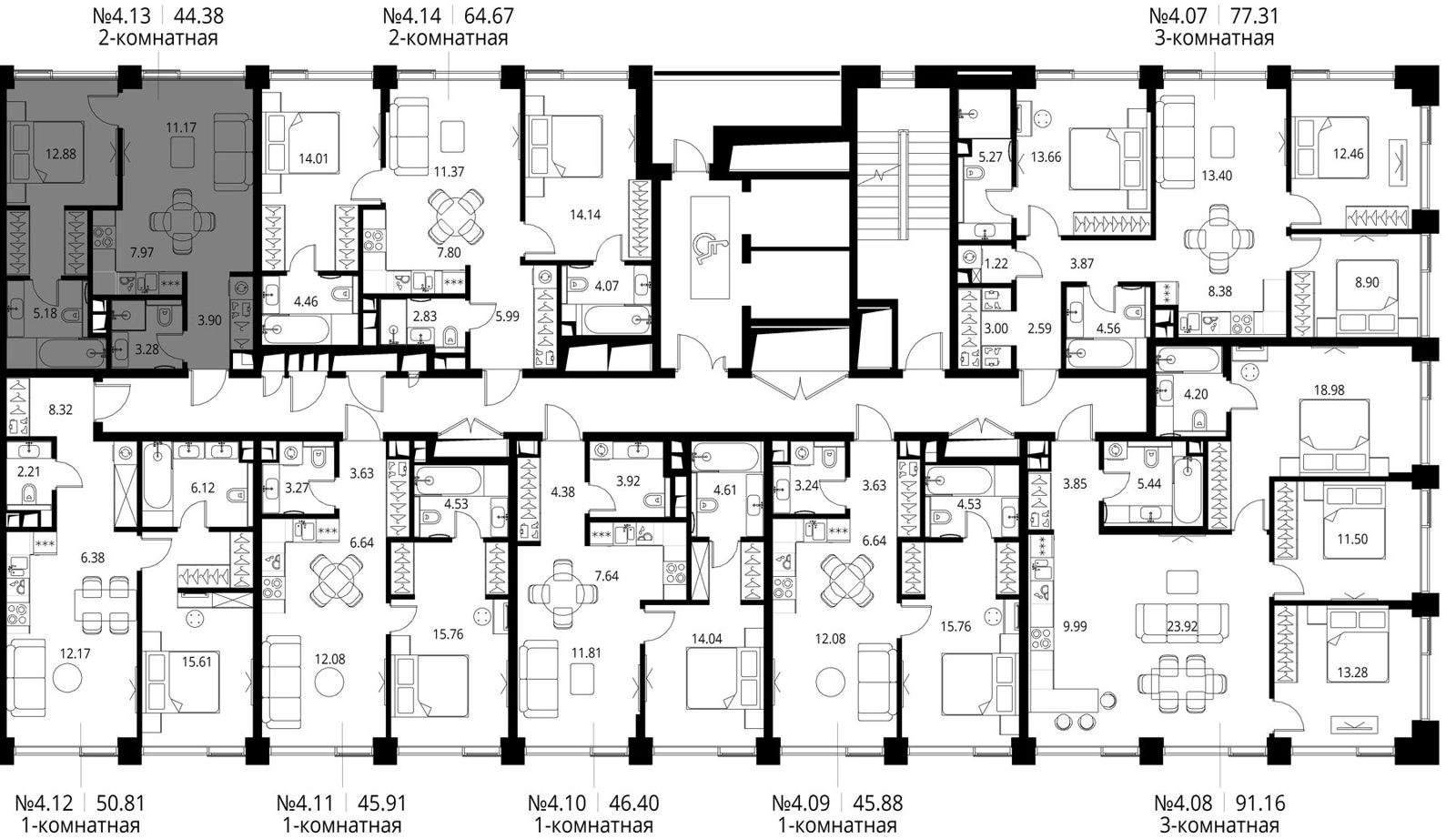 1-комнатная квартира, 44,4 м² — фото 2
