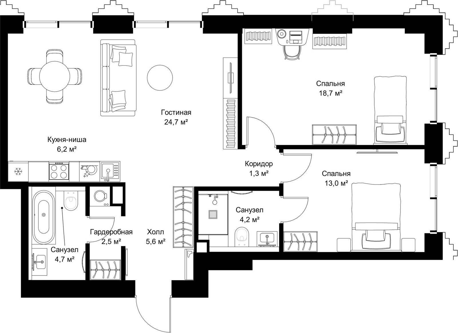 2-комнатная квартира, 80,9 м²