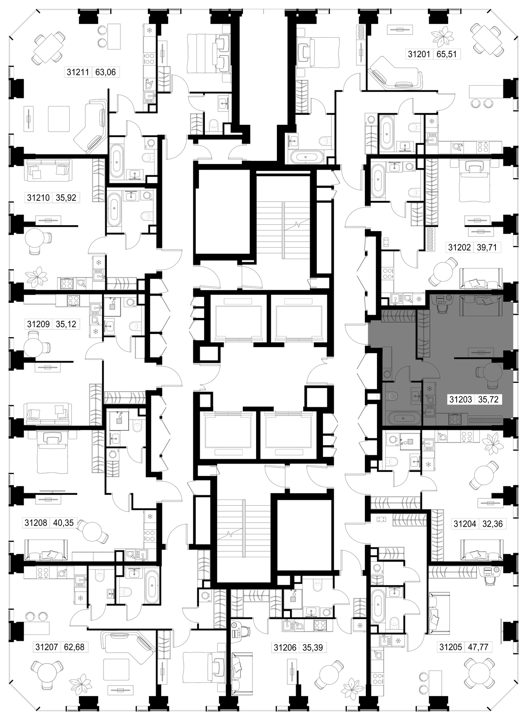 1-комнатная квартира, 35,7 м² — фото 3