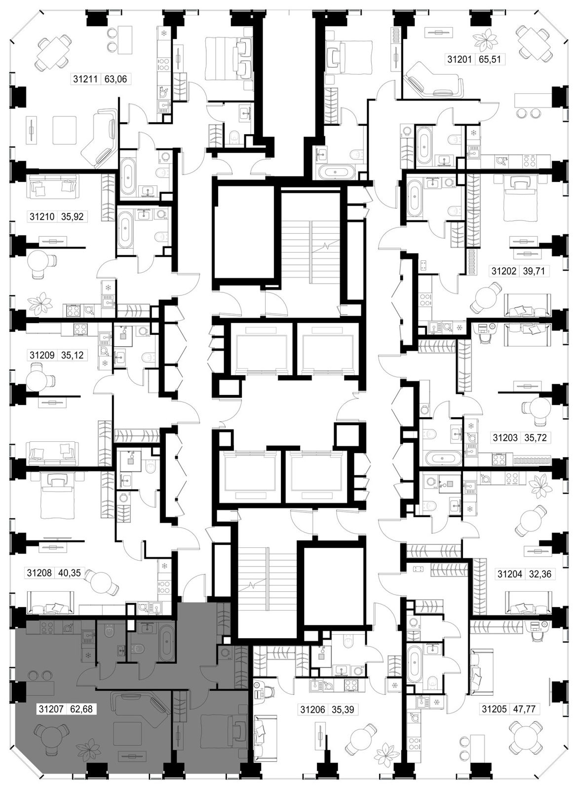 2-комнатная квартира, 62,7 м² — фото 3