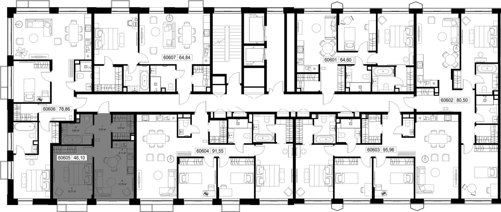 1-комнатная квартира, 46,1 м² — фото 2
