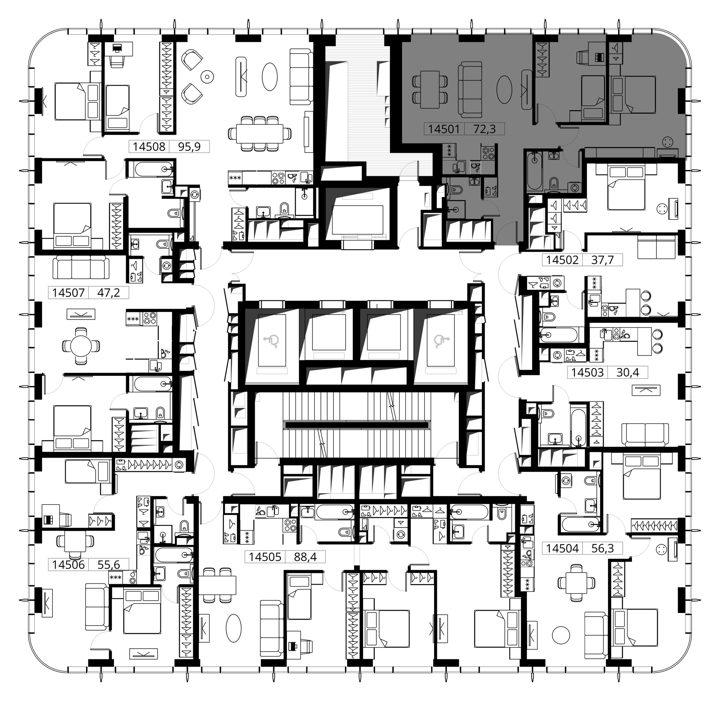 2-комнатная квартира, 72,3 м² — фото 2