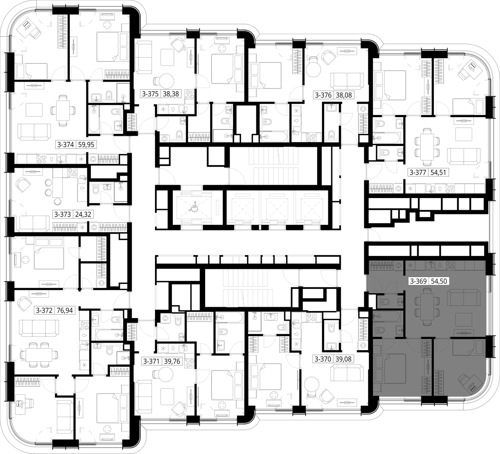 2-комнатная квартира, 54,5 м² — фото 2
