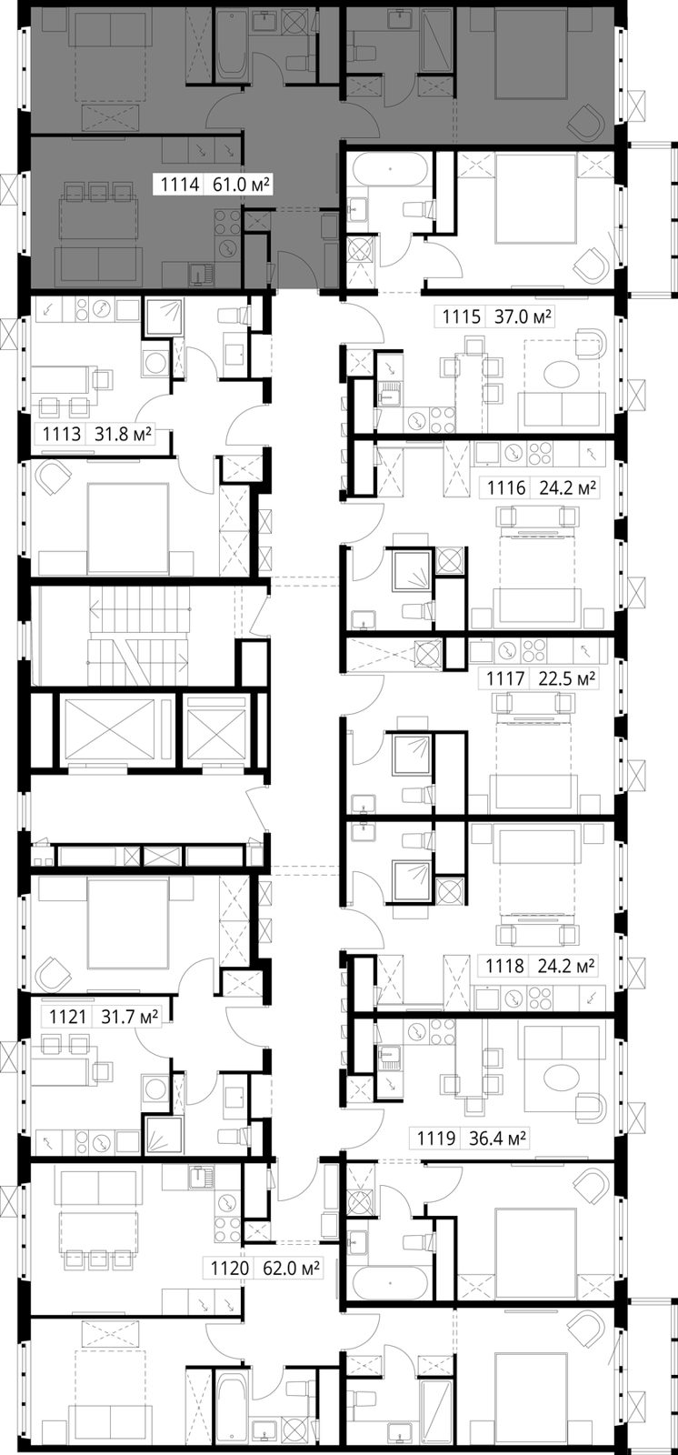2-комнатная квартира, 61 м² — фото 2