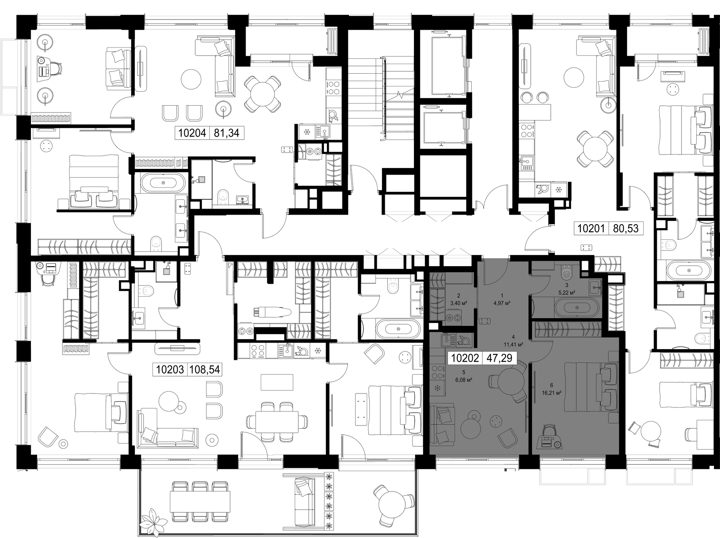 1-комнатная квартира, 47,3 м² — фото 2
