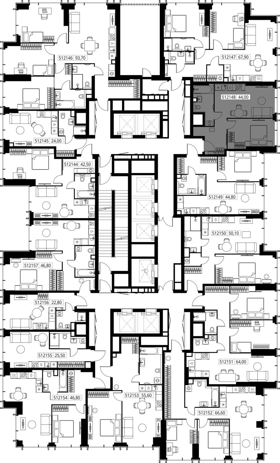 1-комнатная квартира, 44 м² — фото 2