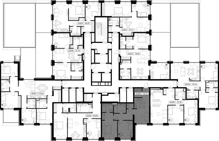 2-комнатная квартира, 73,2 м² — фото 2