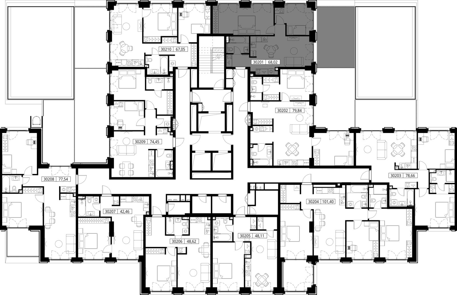 2-комнатная квартира, 68 м² — фото 2