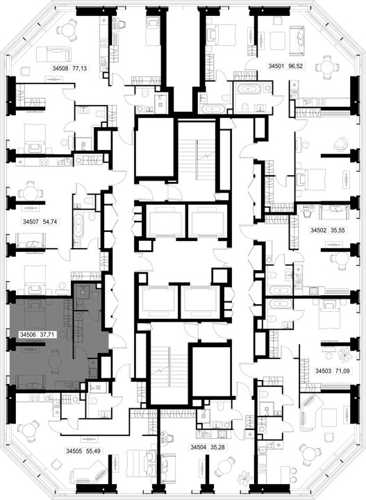 1-комнатная квартира, 37,7 м² — фото 3