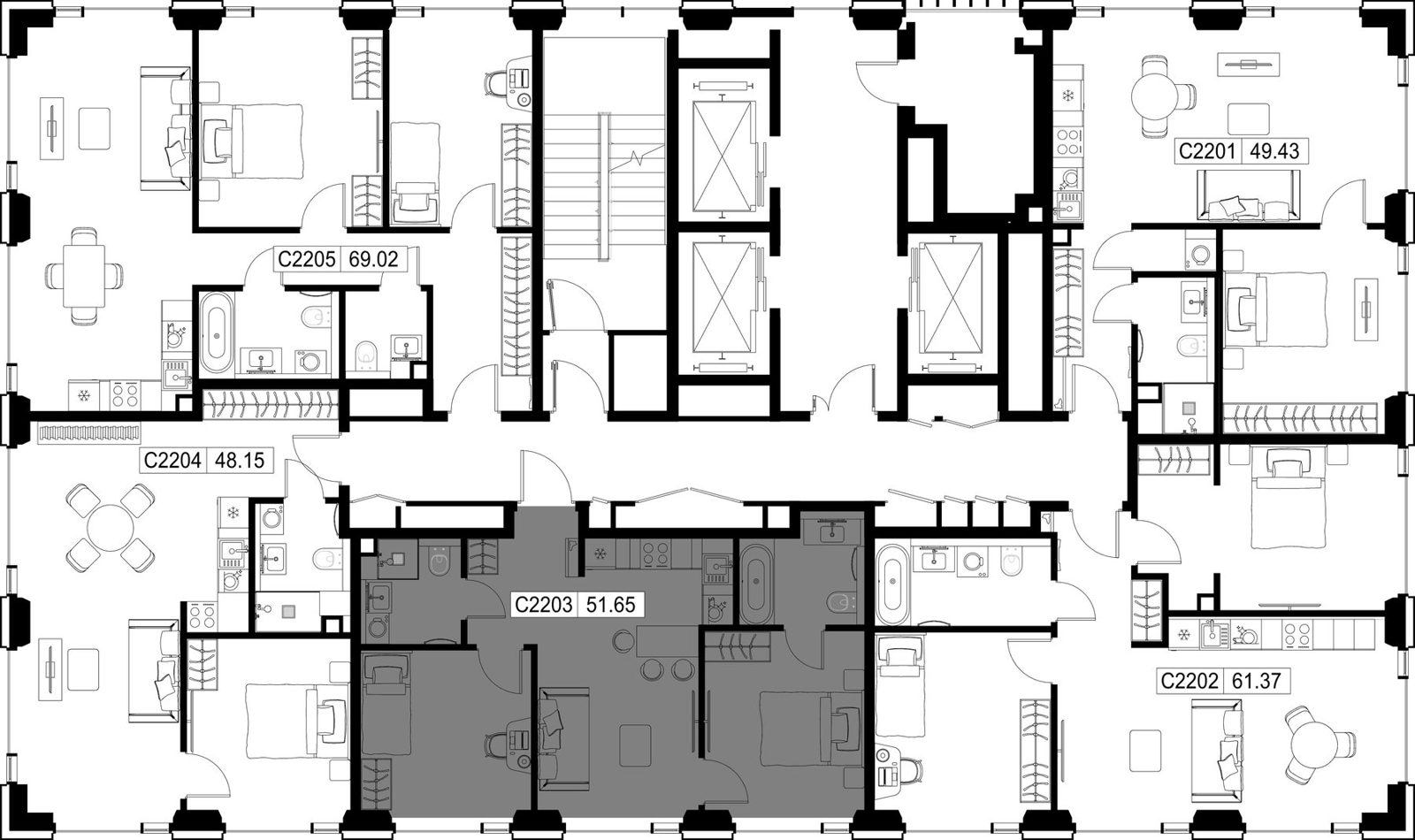 2-комнатная квартира, 51,6 м² — фото 2