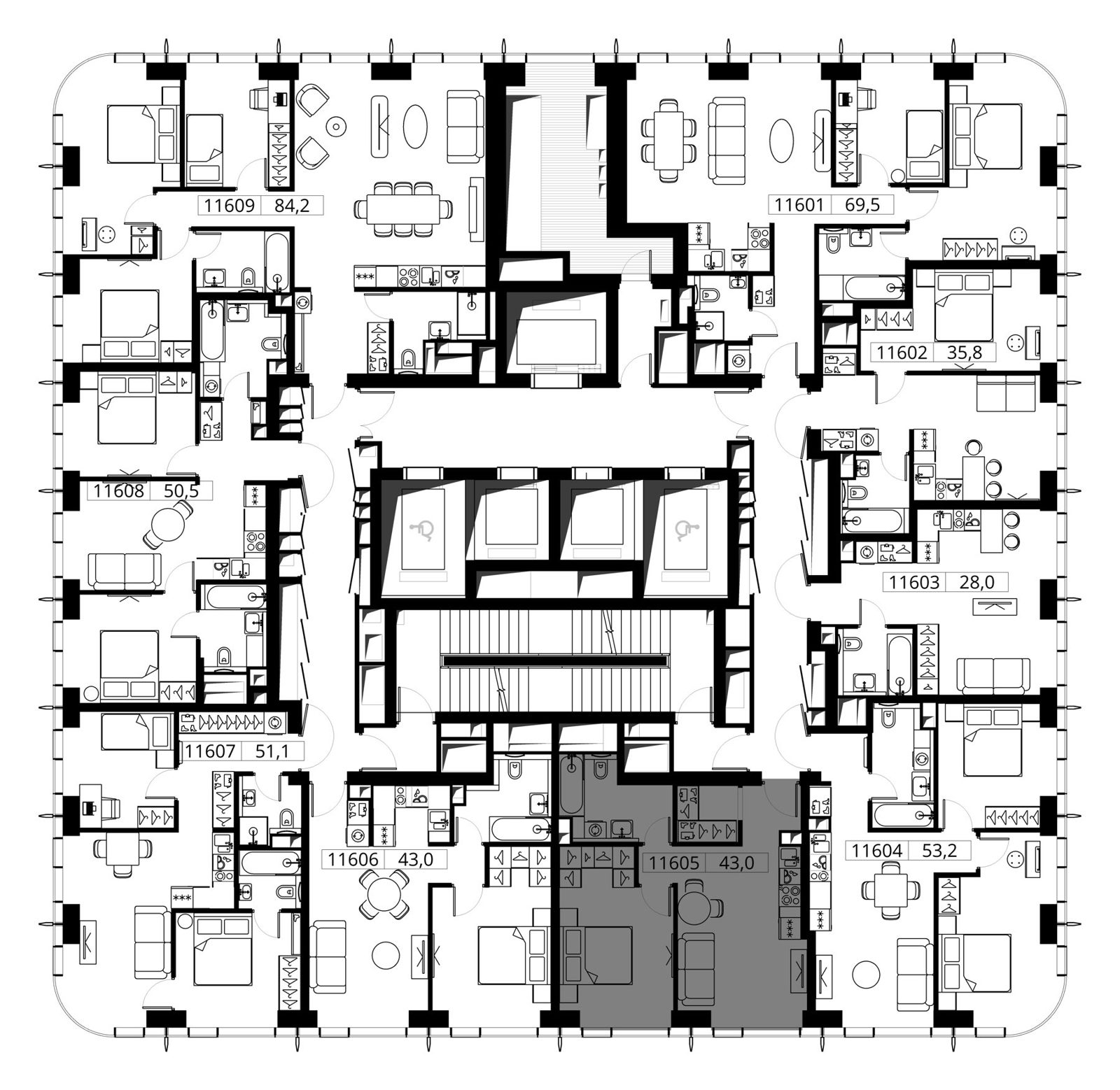 1-комнатная квартира, 43 м² — фото 2
