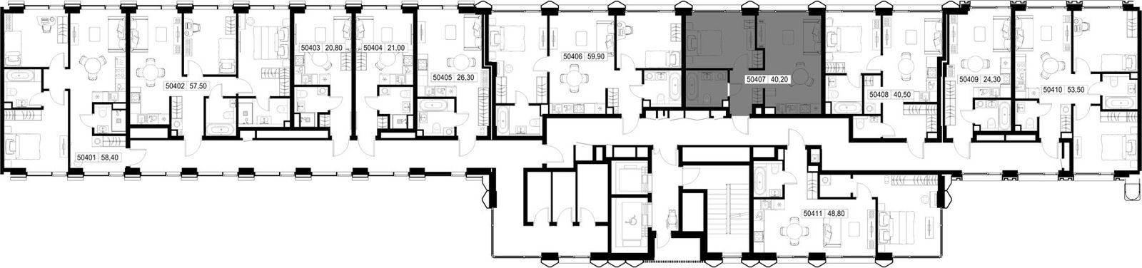 1-комнатная квартира, 40,2 м² — фото 2