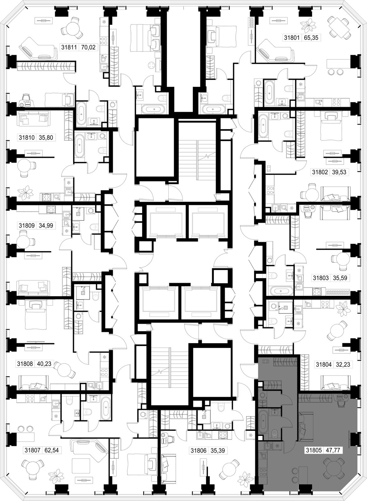 1-комнатная квартира, 47,8 м² — фото 3