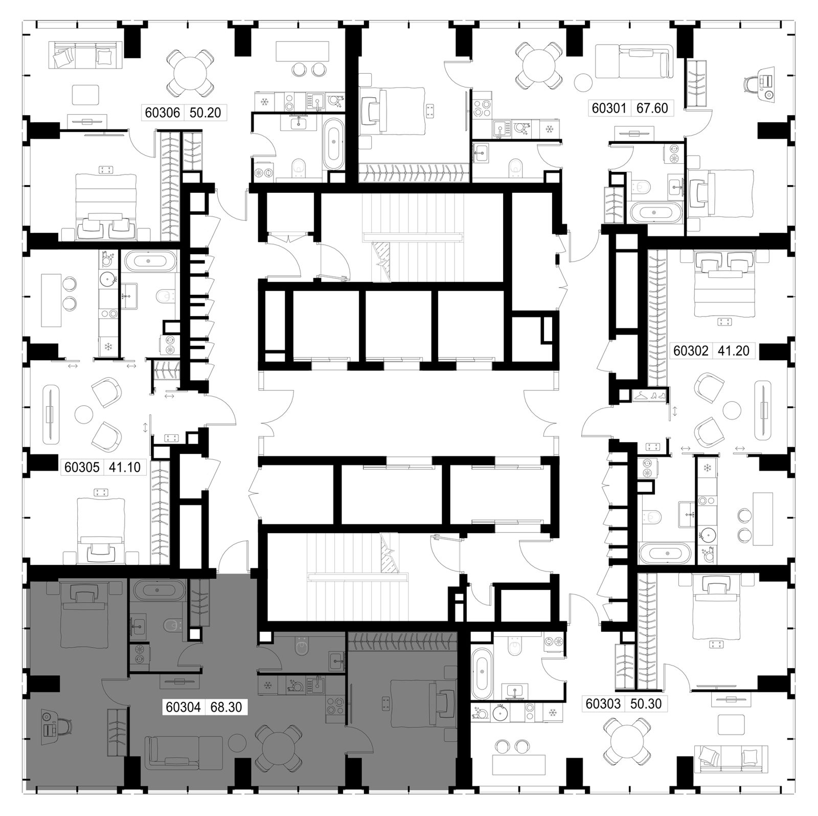 2-комнатная квартира, 68,3 м² — фото 2