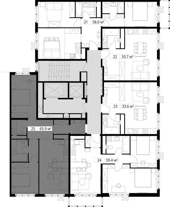 2-комнатная квартира, 65,9 м² — фото 2