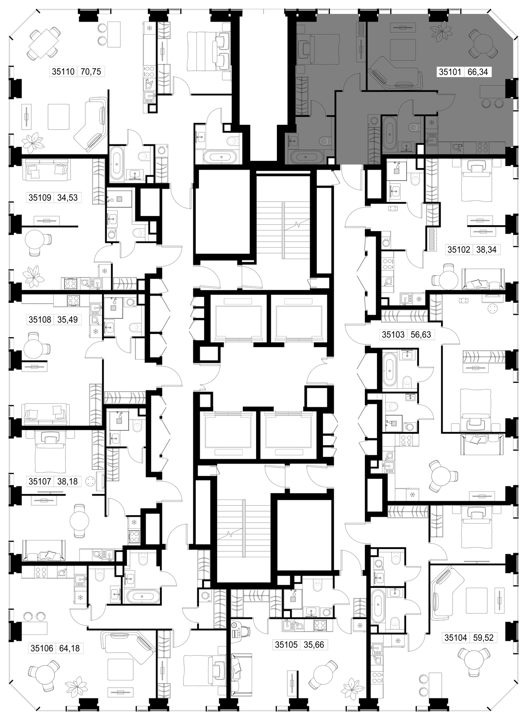 2-комнатная квартира, 66,3 м² — фото 3