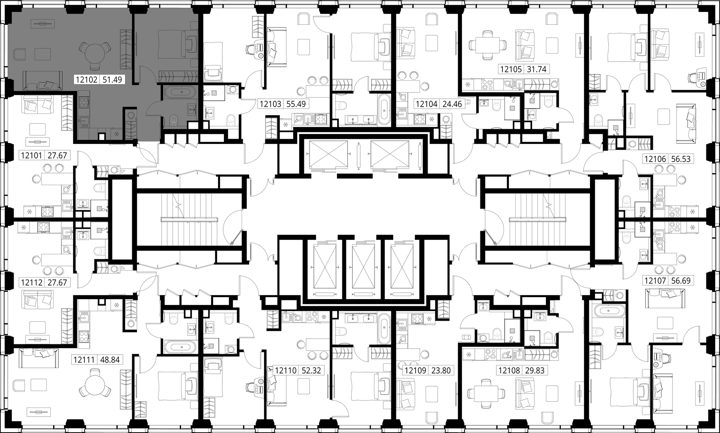 1-комнатная квартира, 51,5 м² — фото 2