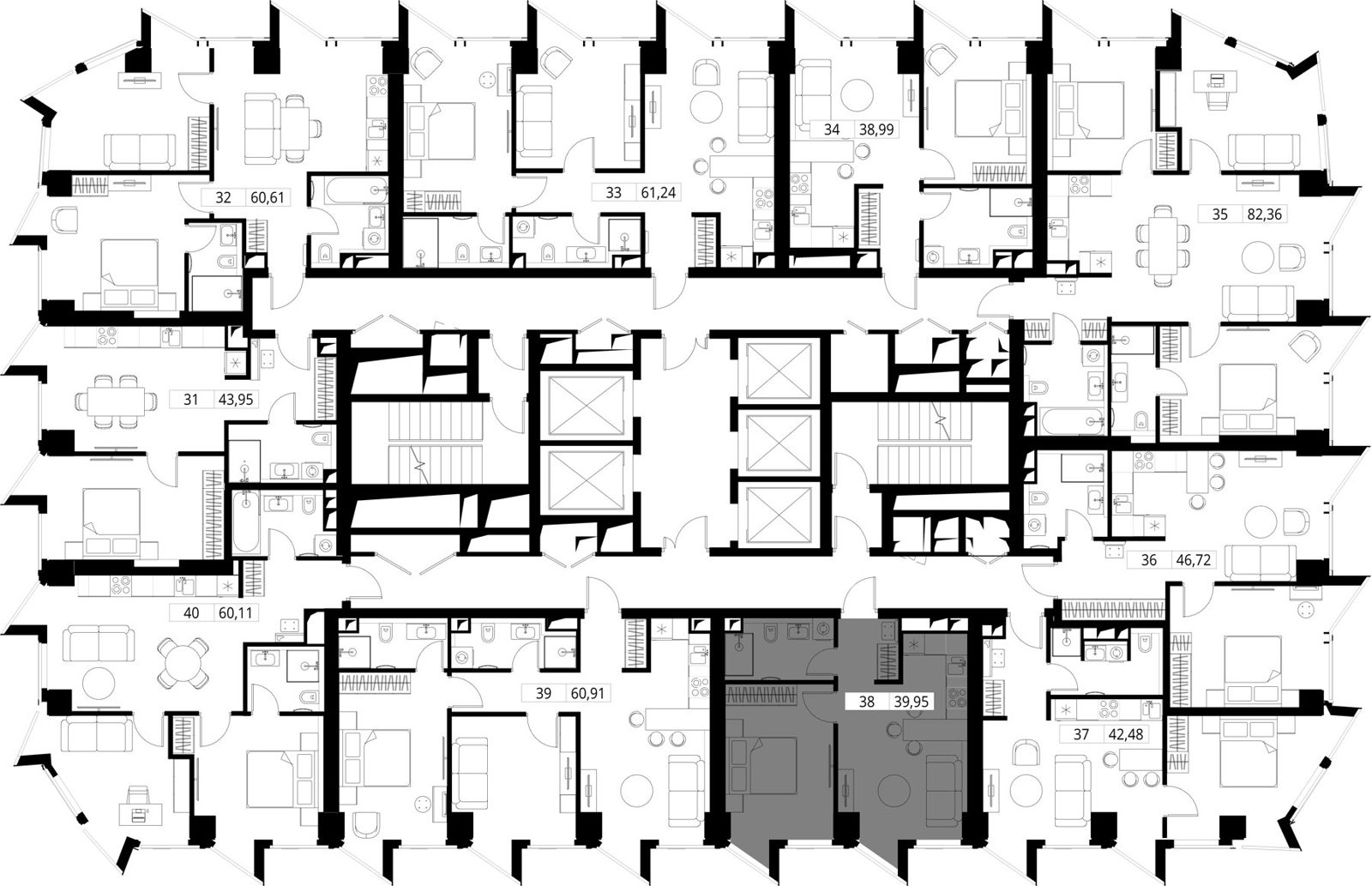 1-комнатная квартира, 39,9 м² — фото 2