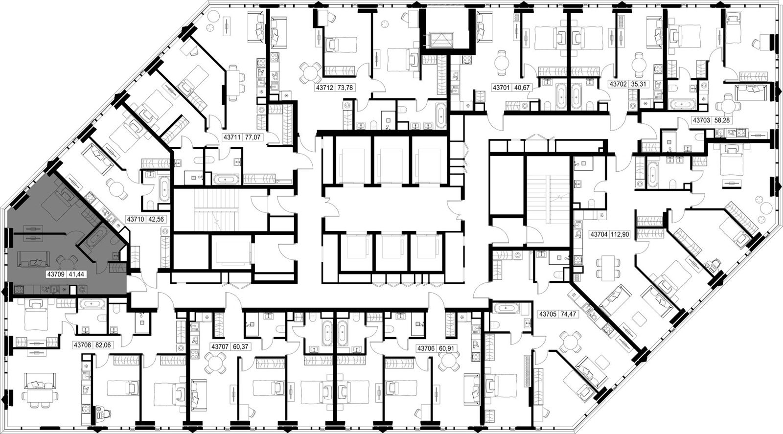 1-комнатная квартира, 41,4 м² — фото 2