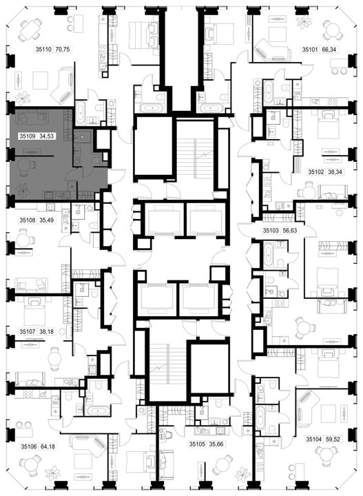 1-комнатная квартира, 34,5 м² — фото 3