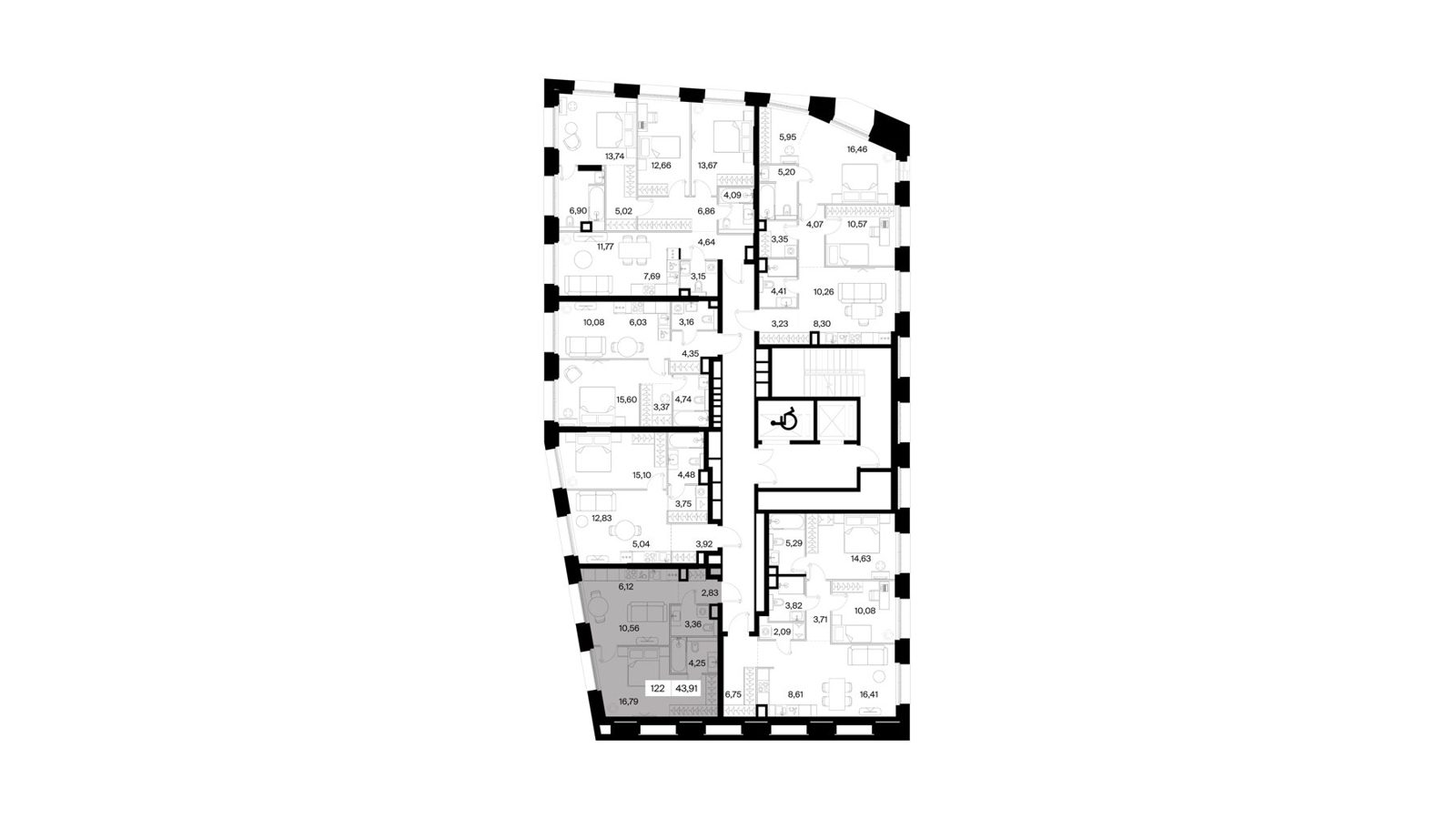 1-комнатная квартира, 43,9 м² — фото 2