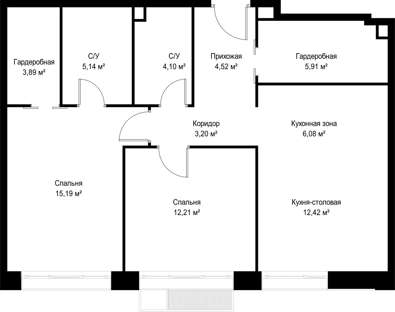 2-комнатная квартира, 72,7 м² — фото 2