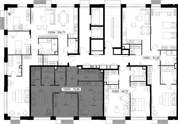 2-комнатная квартира, 72,7 м² — фото 3