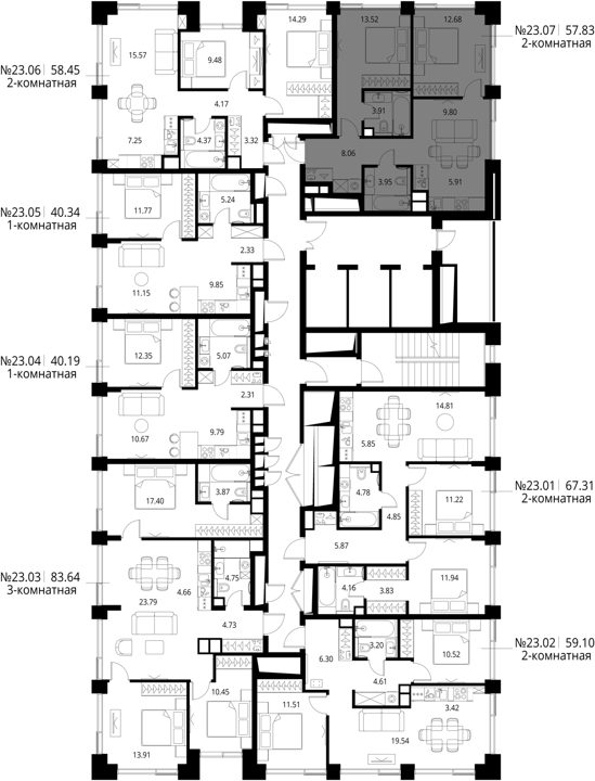 2-комнатная квартира, 57,8 м² — фото 2