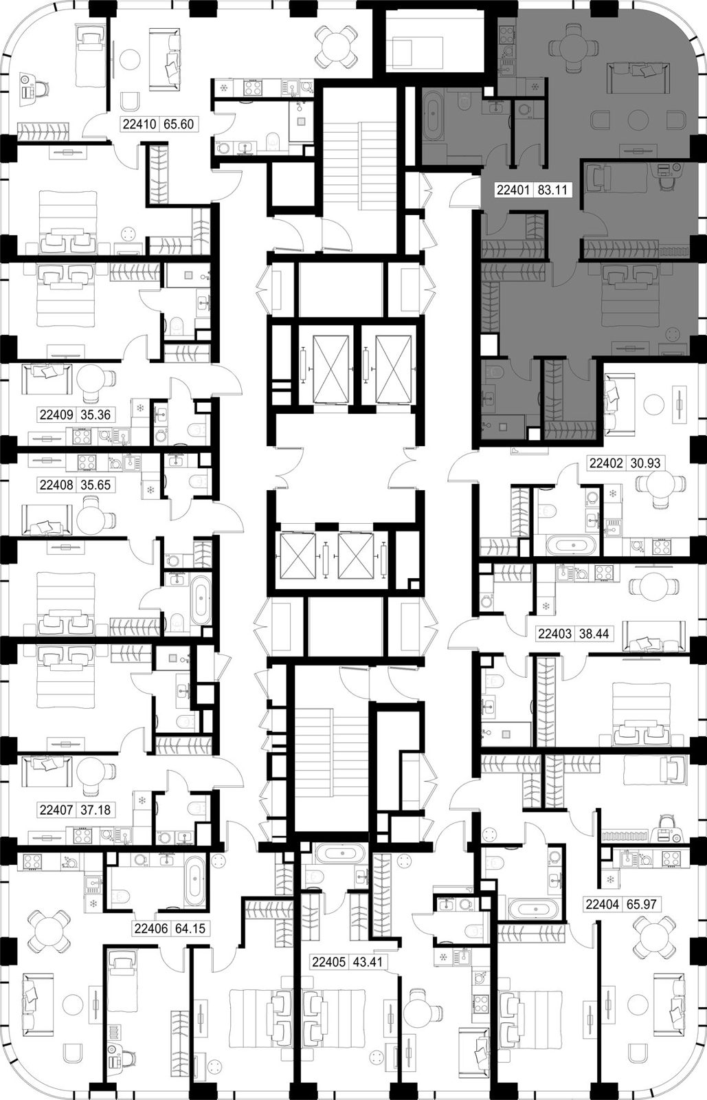 2-комнатная квартира, 83,1 м² — фото 2