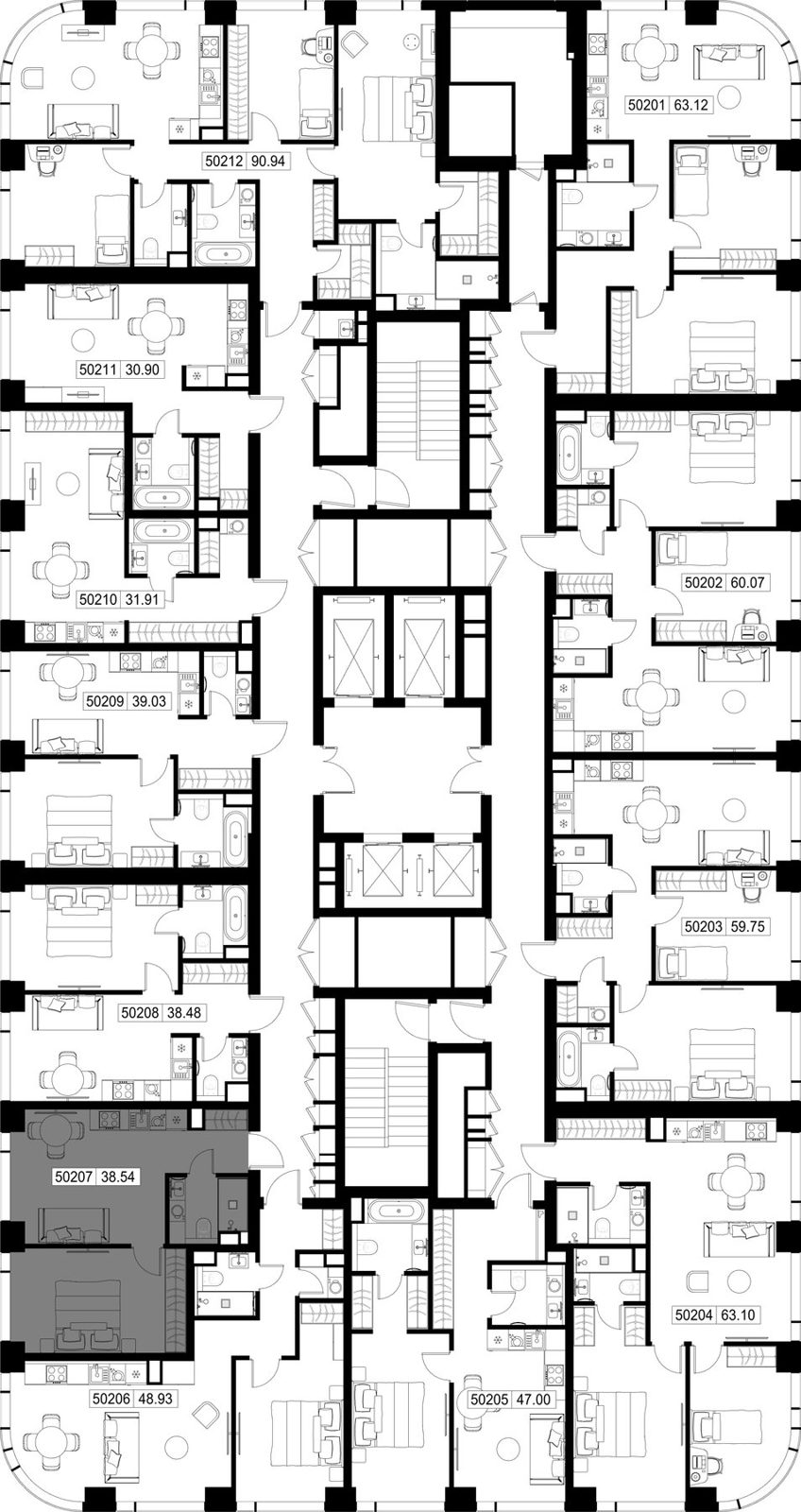 1-комнатная квартира, 38,5 м² — фото 2