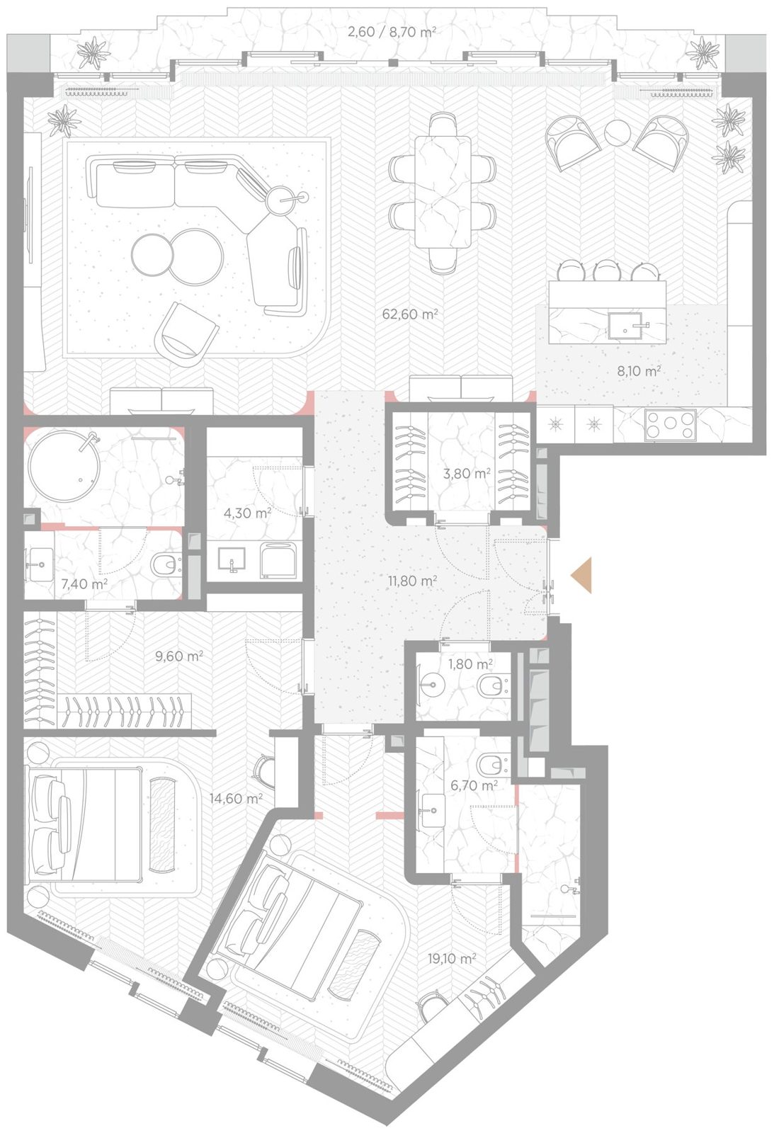 3-комнатная квартира, 152,4 м²