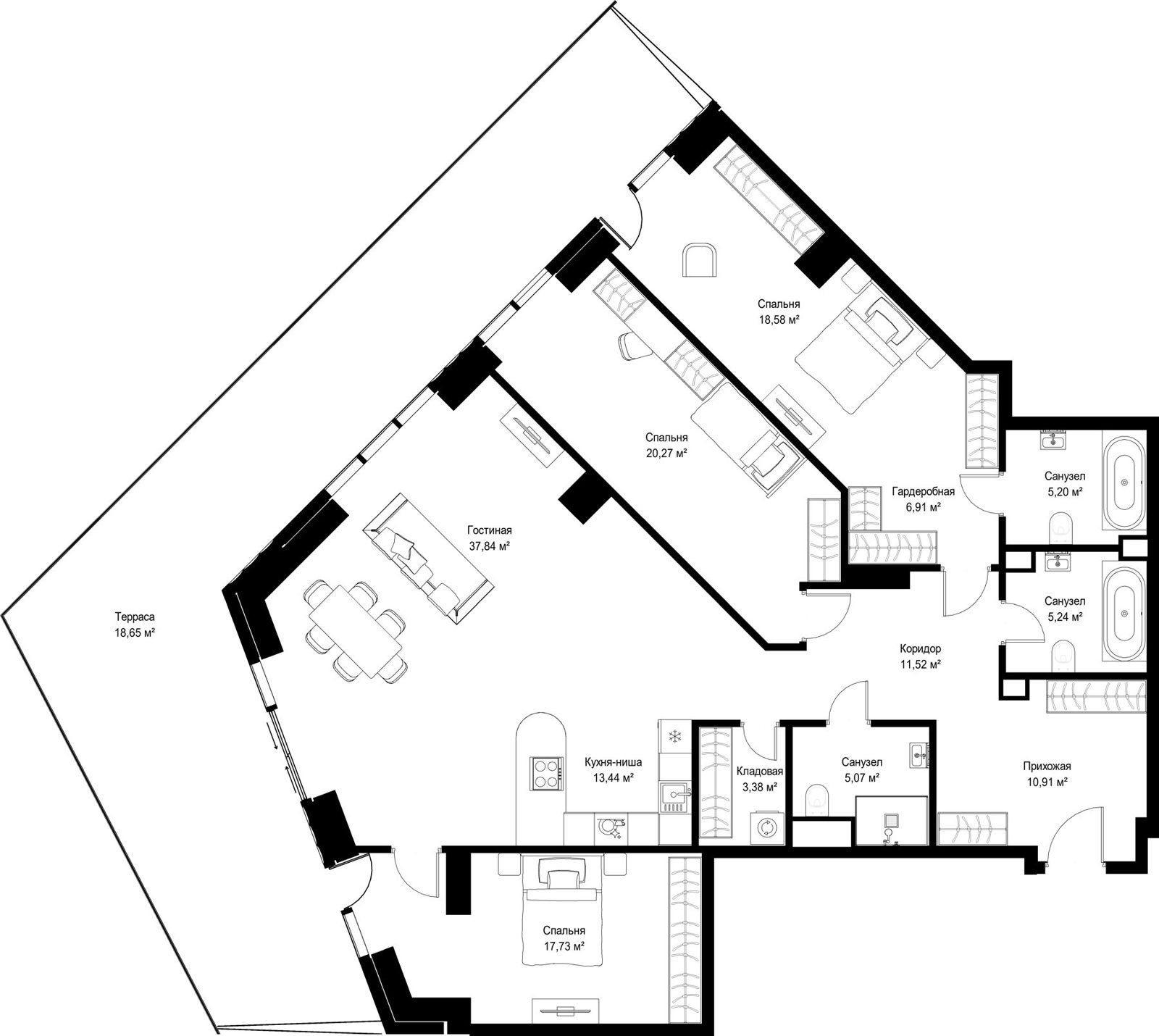 3-комнатная квартира, 174,7 м²