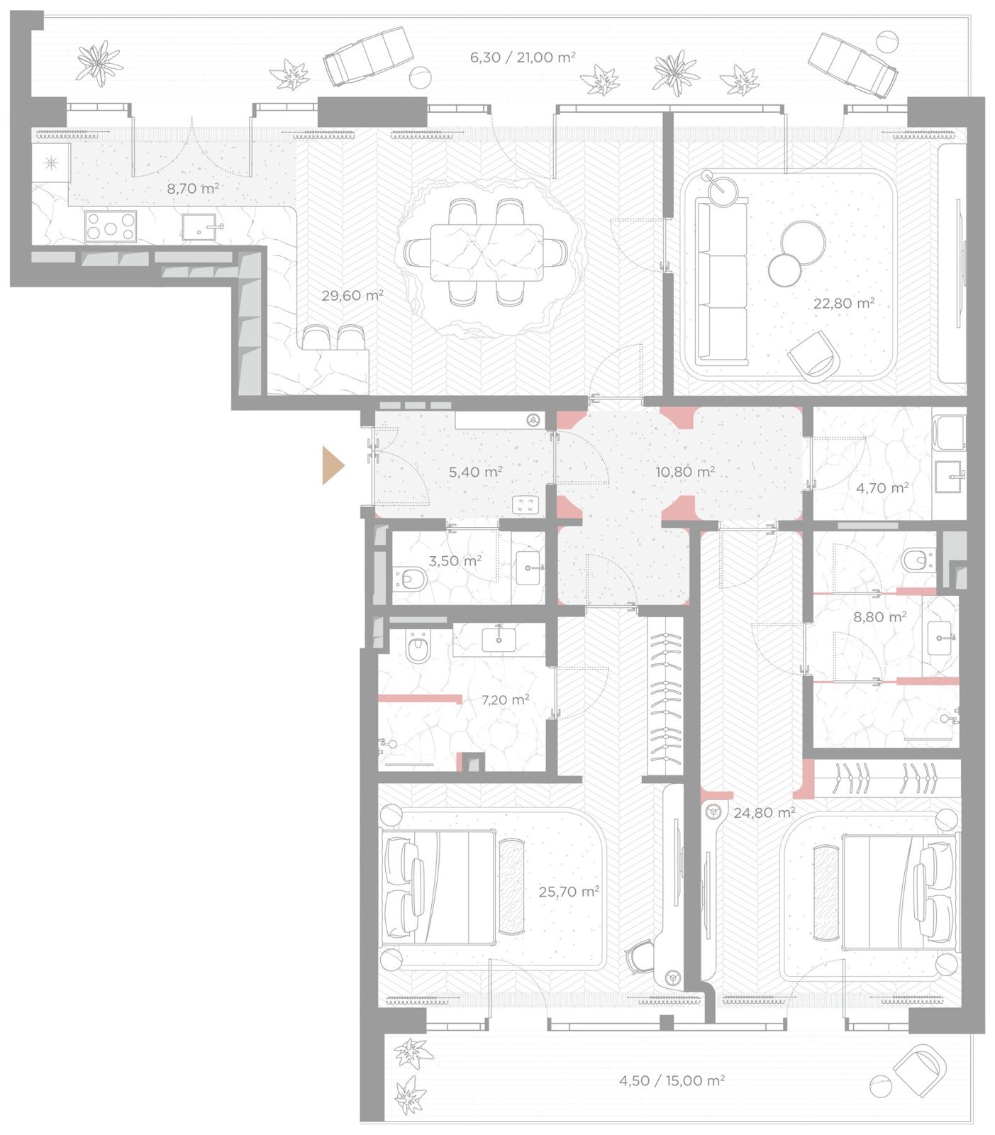 2-комнатная квартира, 162,8 м²