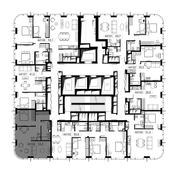1-комнатная квартира, 53,2 м² — фото 2