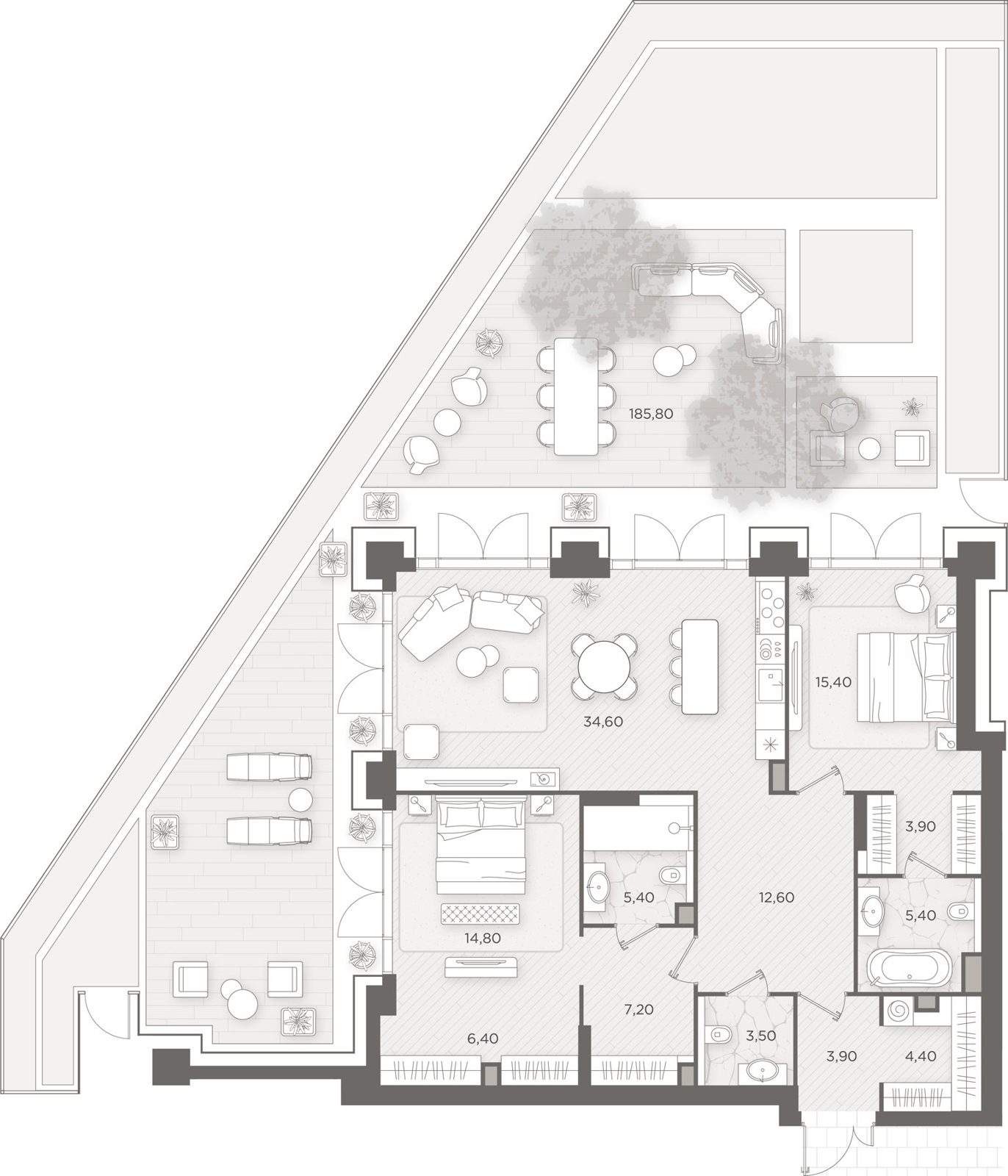 2-комнатная квартира, 118,7 м²