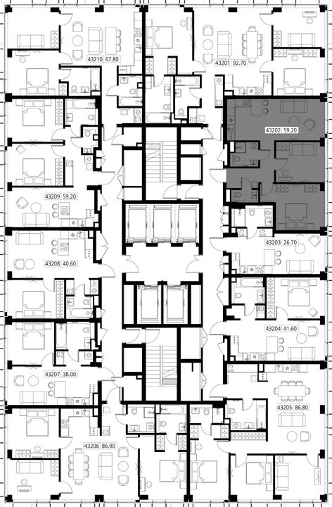 2-комнатная квартира, 59,2 м² — фото 2
