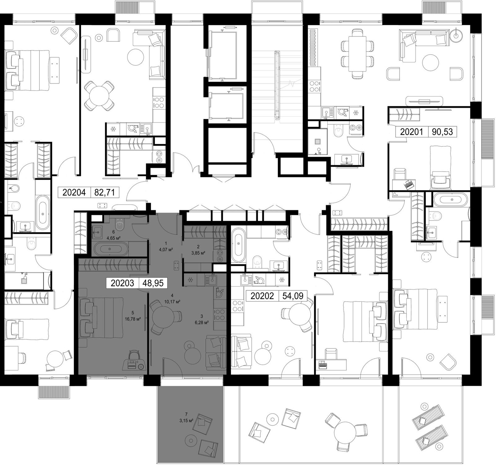 1-комнатная квартира, 49 м² — фото 2