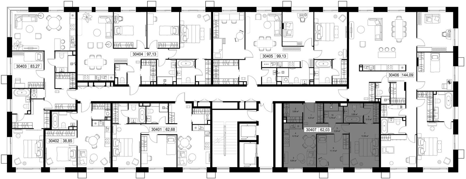 2-комнатная квартира, 62 м² — фото 2